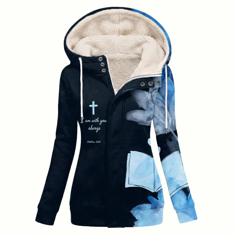 Christianartworkshop Wintermantel mit Kapuze und Sherpa-Fleece-Gewebe, geblümt und mit Kreuzmuster - US16, UK/AU20, EU48 (4XL) - image 0