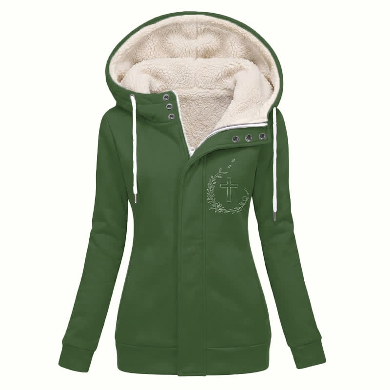 Christianartworkshop Wintermantel mit Kapuze und Sherpa-Futter von Olive Cross Bloom - US16, UK/AU20, EU48 (4XL) - image 0