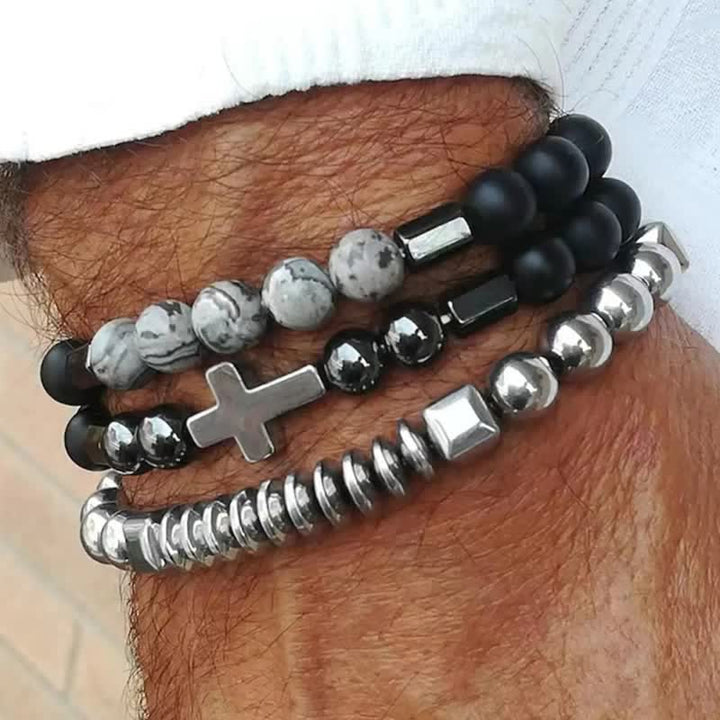 Christianartworkshop Armband mit Stein- und Kupferkreuz: Symbol sanfter göttlicher Fürsorge - Kreuz A - image 0