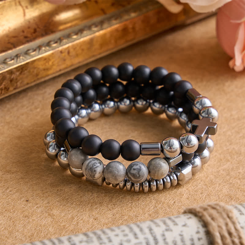 Christianartworkshop Armband mit Stein- und Kupferkreuz: Symbol sanfter göttlicher Fürsorge - image 5