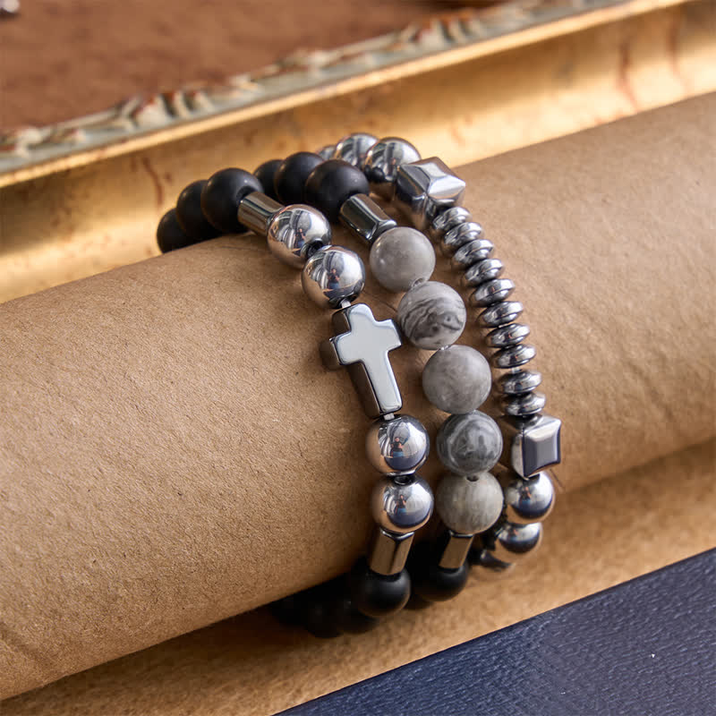 Christianartworkshop Armband mit Stein- und Kupferkreuz: Symbol sanfter göttlicher Fürsorge - image 1
