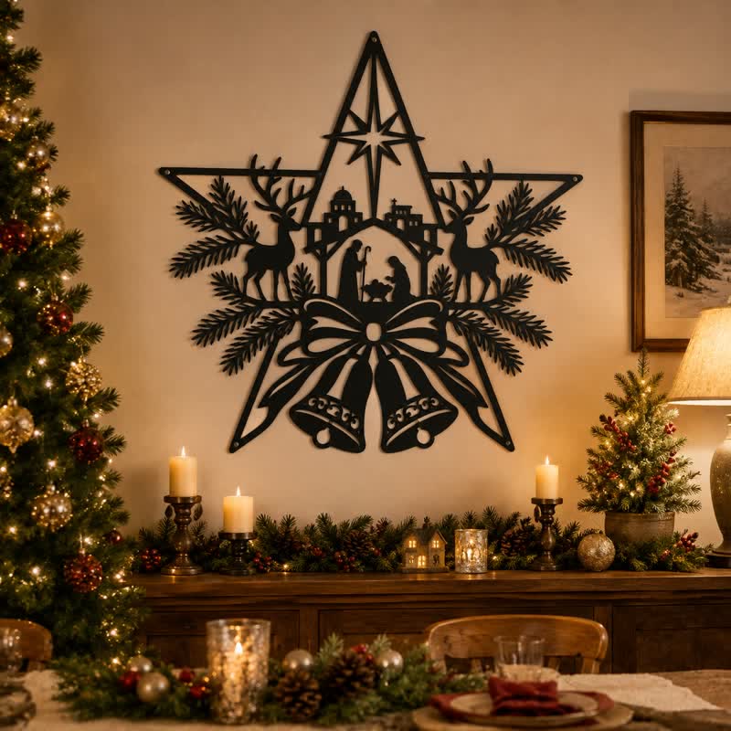 Christianartworkshop Rustikales Wandschild aus Metall mit Krippenmotiv: Symbol eines zeitlosen, heiligen Versprechens - image 2