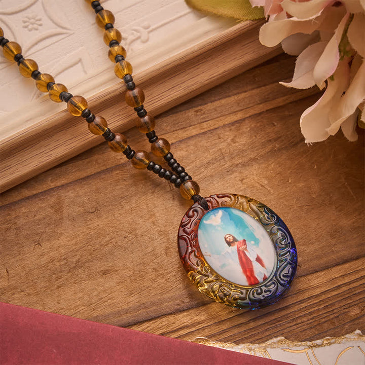 Christianartworkshop Halskette aus Glasperlen der Kollektion Heiliger Figuren: Symbol der süßen göttlichen Erinnerung - Jesus und der Heilige Geist - image 23