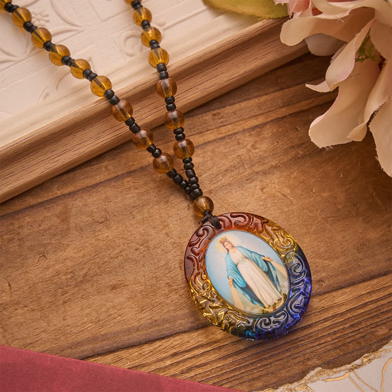 Christianartworkshop Halskette aus Glasperlen der Kollektion Heiliger Figuren: Symbol der süßen göttlichen Erinnerung - Unsere Liebe Frau und das Heilige Herz B - image 21