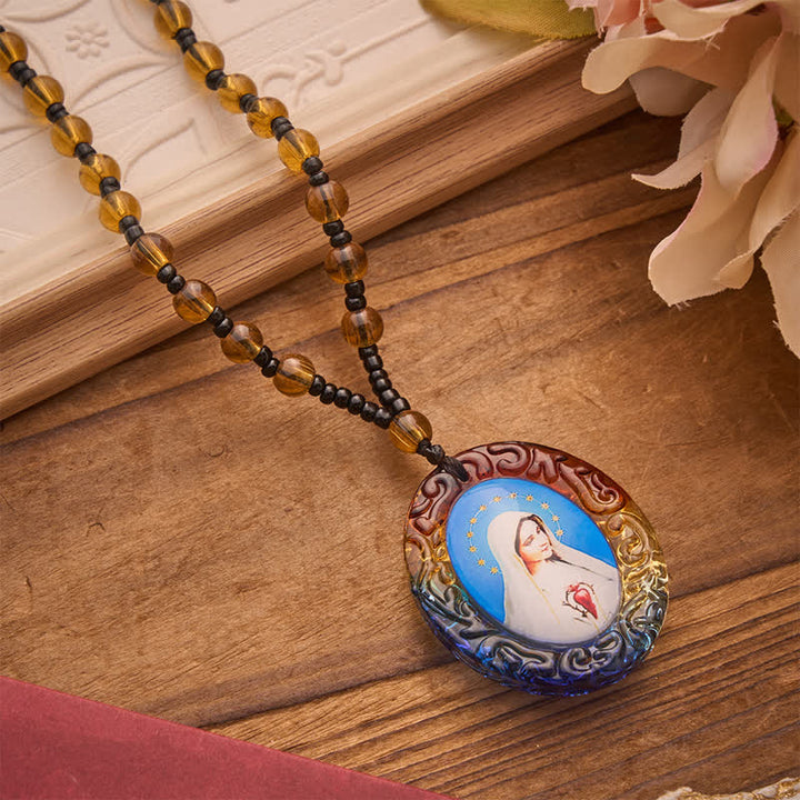Christianartworkshop Halskette aus Glasperlen der Kollektion Heiliger Figuren: Symbol der süßen göttlichen Erinnerung - Unsere Liebe Frau und das Heilige Herz A - image 20