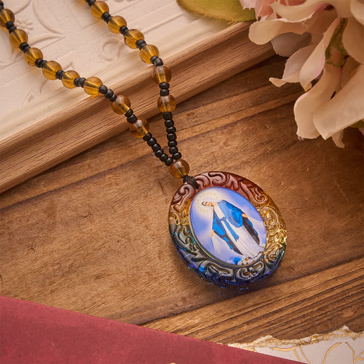 Christianartworkshop Halskette aus Glasperlen der Kollektion Heiliger Figuren: Symbol der süßen göttlichen Erinnerung - Unsere Liebe Frau C - image 18
