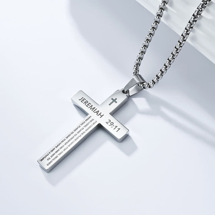 Christianartworkshop Hochwertige Kreuzkette mit Bibelversen: Zeichen unfehlbaren göttlichen Schutzes - Silber - 29:11 - image 8