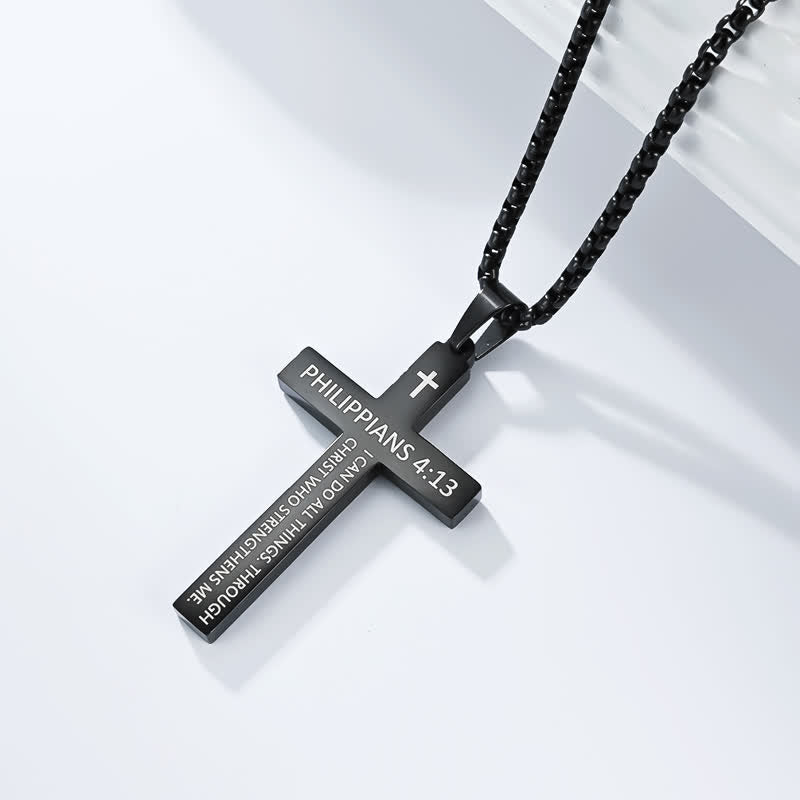 Christianartworkshop Hochwertige Kreuzkette mit Bibelversen: Zeichen unfehlbaren göttlichen Schutzes - Schwarz - 4:13 - image 10