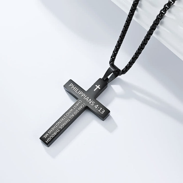 Christianartworkshop Hochwertige Kreuzkette mit Bibelversen: Zeichen unfehlbaren göttlichen Schutzes - Schwarz - 4:13 - image 10