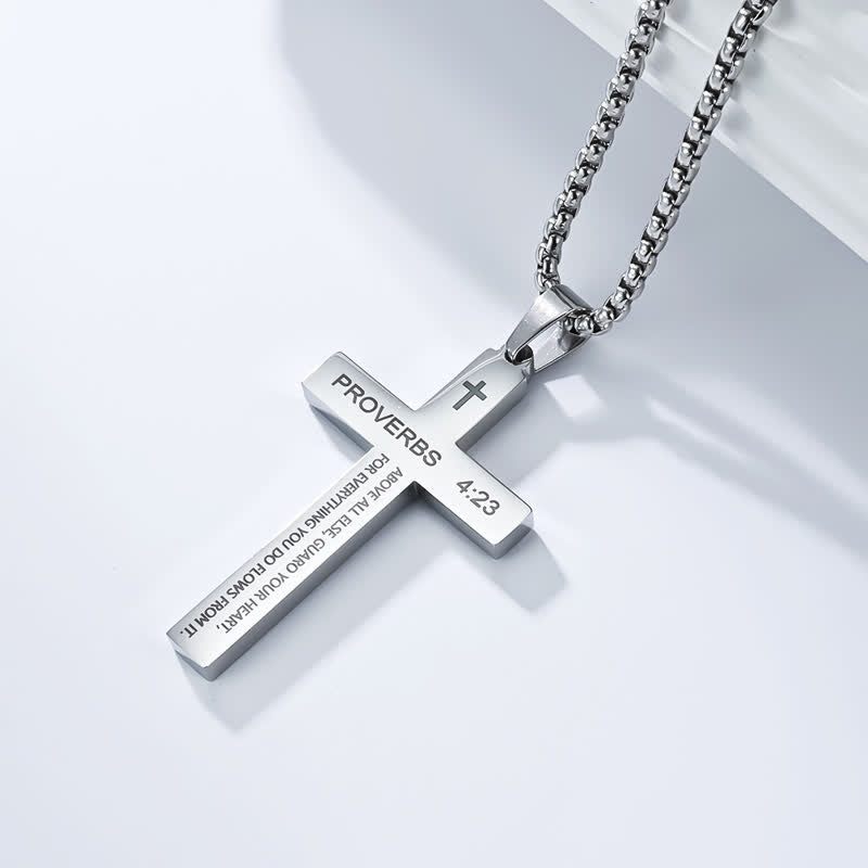 Christianartworkshop Hochwertige Kreuzkette mit Bibelversen: Zeichen unfehlbaren göttlichen Schutzes - Silber - 4:23 - image 6