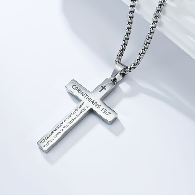 Christianartworkshop Hochwertige Kreuzkette mit Bibelversen: Zeichen unfehlbaren göttlichen Schutzes - Silber - 13:7 - image 4