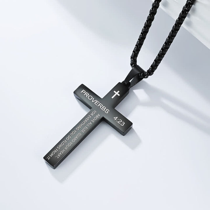 Christianartworkshop Hochwertige Kreuzkette mit Bibelversen: Zeichen unfehlbaren göttlichen Schutzes - Schwarz - 4:23 - image 13