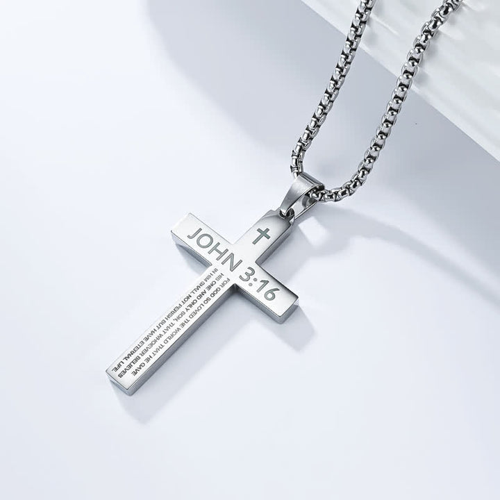 Christianartworkshop Hochwertige Kreuzkette mit Bibelversen: Zeichen unfehlbaren göttlichen Schutzes - Silber - 3:16 - image 5