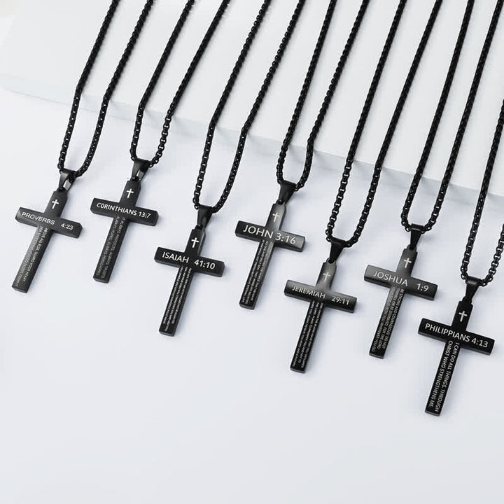 Christianartworkshop Hochwertige Kreuzkette mit Bibelversen: Zeichen unfehlbaren göttlichen Schutzes - image 1
