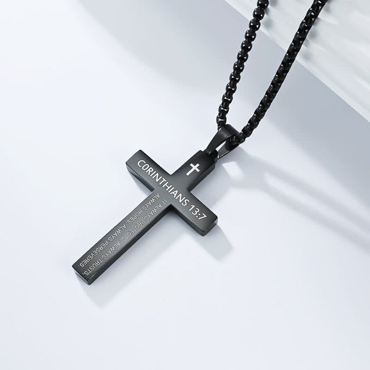 Christianartworkshop Hochwertige Kreuzkette mit Bibelversen: Zeichen unfehlbaren göttlichen Schutzes - Schwarz - 13:7 - image 11