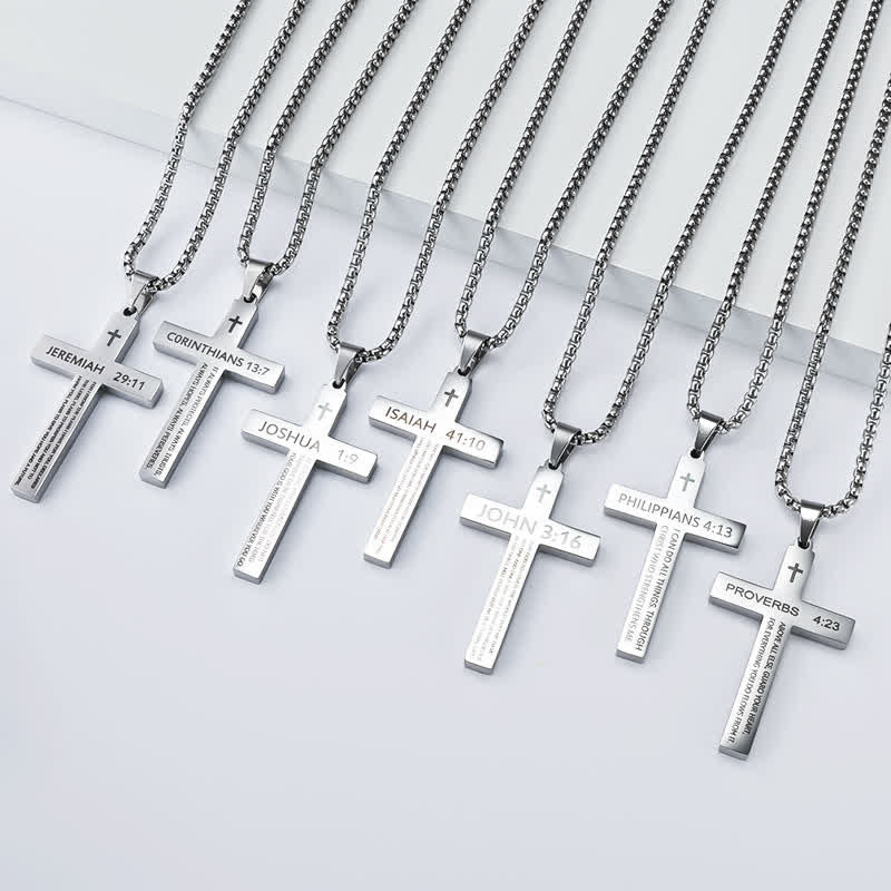 Christianartworkshop Hochwertige Kreuzkette mit Bibelversen: Zeichen unfehlbaren göttlichen Schutzes - image 0