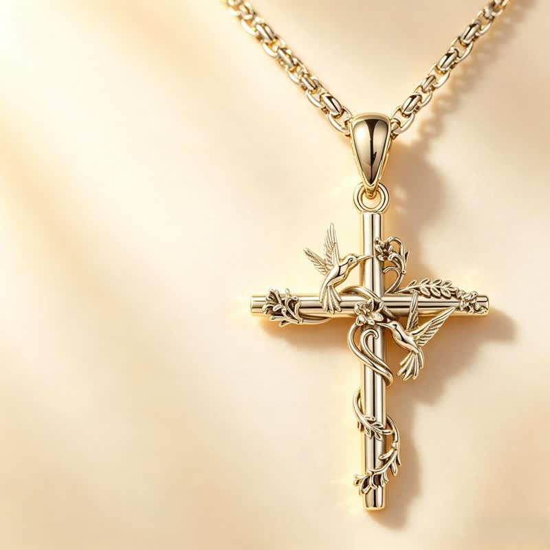 Christianartworkshop Zarte, gravierte Naturkreuz-Halskette: Zeichen reiner himmlischer Hingabe - image 1
