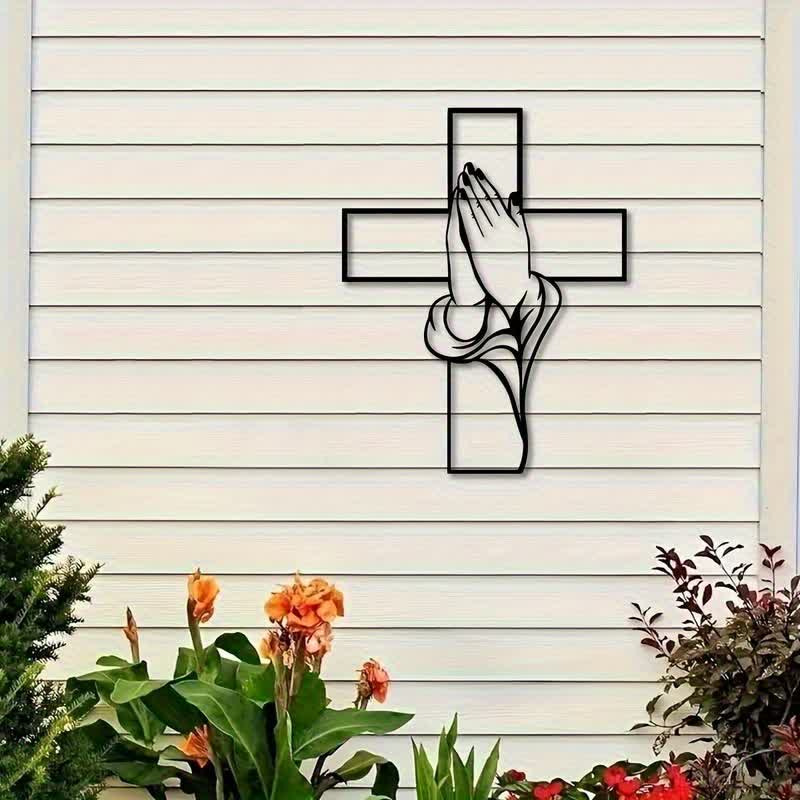 Christianartworkshop Wandbild „Betende Hände mit Kreuz“ aus hohlem Metall: Symbol des ewigen göttlichen Friedens - image 8