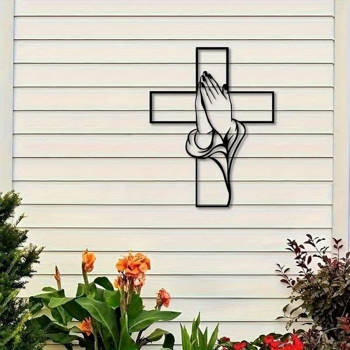 Christianartworkshop Wandbild „Betende Hände mit Kreuz“ aus hohlem Metall: Symbol des ewigen göttlichen Friedens - image 8