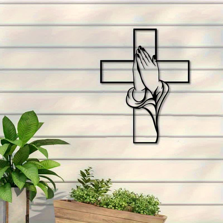 Christianartworkshop Wandbild „Betende Hände mit Kreuz“ aus hohlem Metall: Symbol des ewigen göttlichen Friedens - image 5