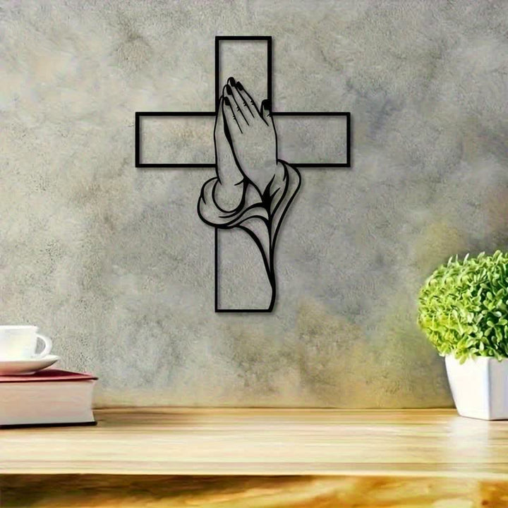 Christianartworkshop Wandbild „Betende Hände mit Kreuz“ aus hohlem Metall: Symbol des ewigen göttlichen Friedens - image 7