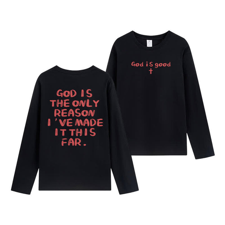 Christianartworkshop „Gott ist der einzige Grund“ – Weißes Langarm-T-Shirt - Schwarz - 4XL - image 6