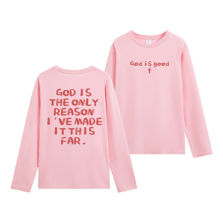 Christianartworkshop „Gott ist der einzige Grund“ – Weißes Langarm-T-Shirt - Rosa - 4XL - image 3