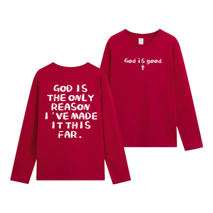 Christianartworkshop „Gott ist der einzige Grund“ – Weißes Langarm-T-Shirt - Rot - 4XL - image 24