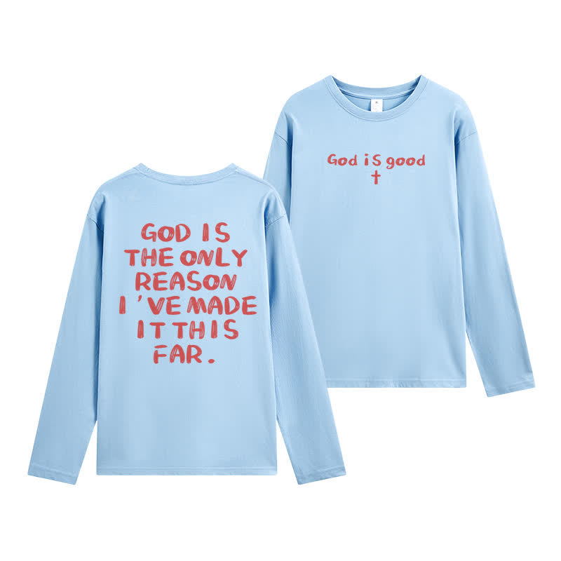 Christianartworkshop „Gott ist der einzige Grund“ – Weißes Langarm-T-Shirt - Himmelblau - 4XL - image 18