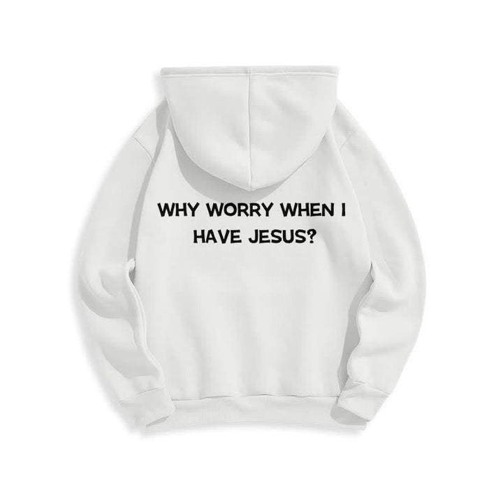 Christianartworkshop Warum sich Sorgen machen, wenn ich Jesus habe? Oversized Pullover Hoodie - image 1