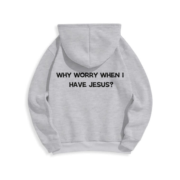 Christianartworkshop Warum sich Sorgen machen, wenn ich Jesus habe? Oversized Pullover Hoodie - image 7