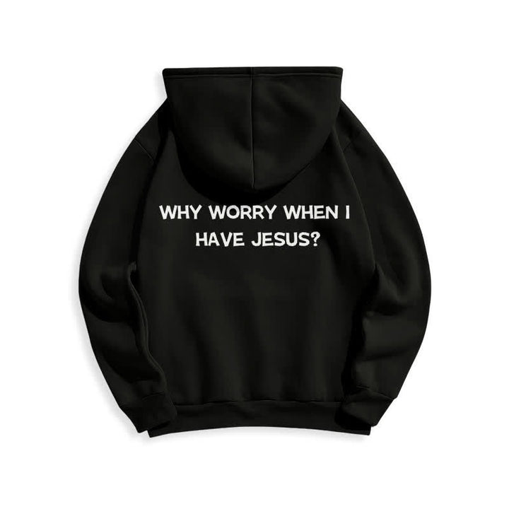 Christianartworkshop Warum sich Sorgen machen, wenn ich Jesus habe? Oversized Pullover Hoodie - image 4
