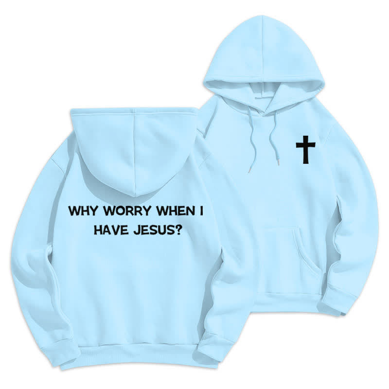 Christianartworkshop Warum sich Sorgen machen, wenn ich Jesus habe? Oversized Pullover Hoodie - Blau - 2XL - image 12