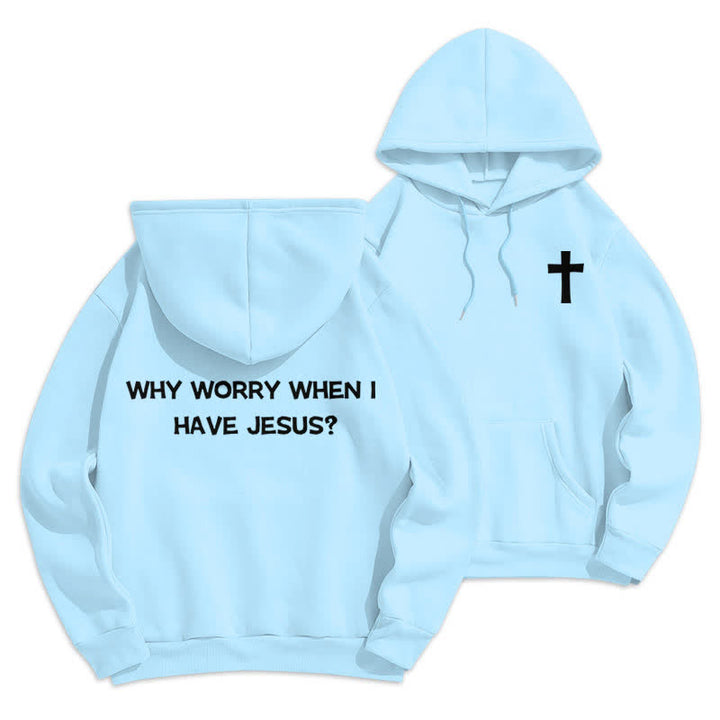 Christianartworkshop Warum sich Sorgen machen, wenn ich Jesus habe? Oversized Pullover Hoodie - Blau - 2XL - image 12
