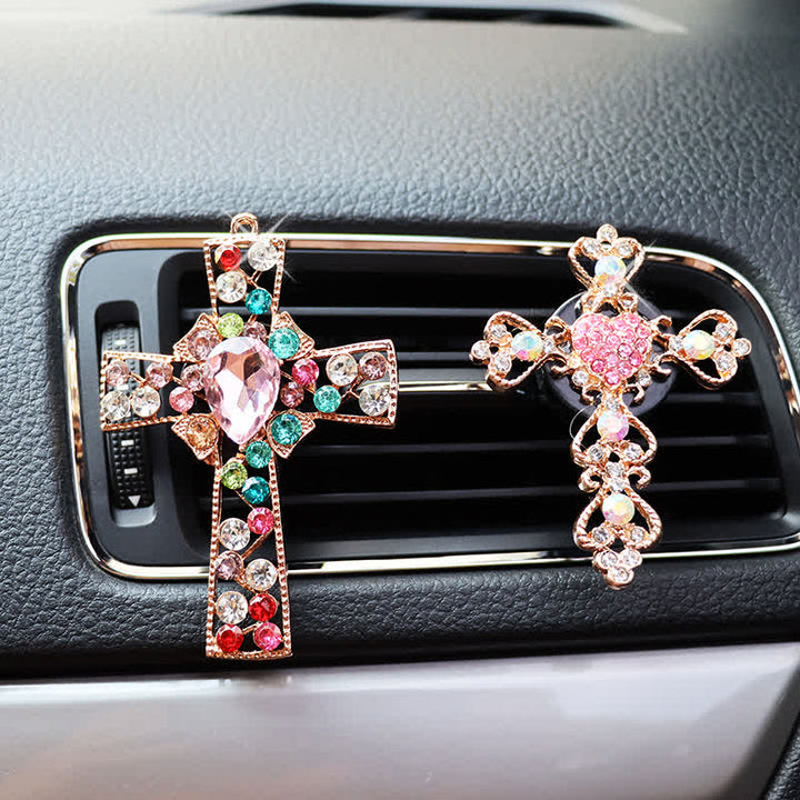 Christianartworkshop Funkelndes Strasskreuz als Autodekoration: Symbol stillen, göttlichen Trostes - image 1