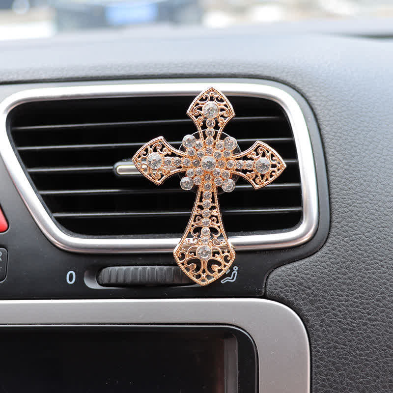 Christianartworkshop Funkelndes Strasskreuz als Autodekoration: Symbol stillen, göttlichen Trostes - Golden - image 9