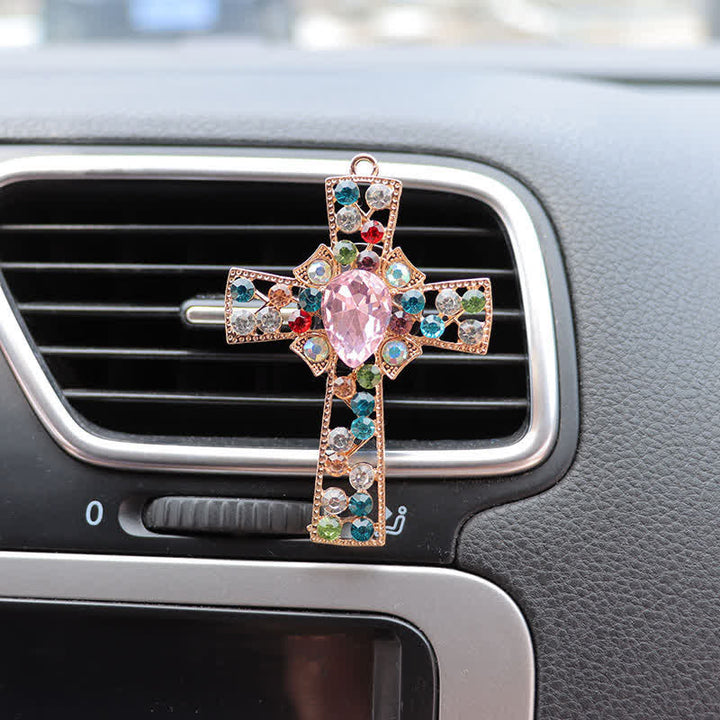 Christianartworkshop Funkelndes Strasskreuz als Autodekoration: Symbol stillen, göttlichen Trostes - Mehrfarbig - image 0