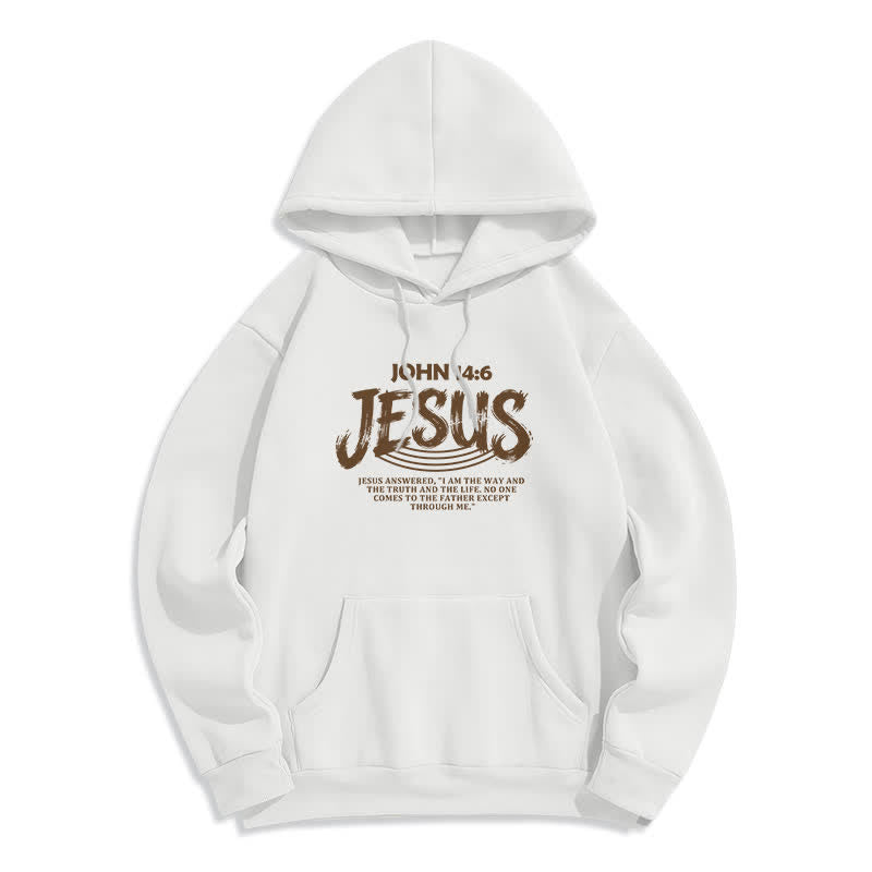 Christianartworkshop Jesus Johannes 14:6 Vintage-Schriftzug Fleecegefütterter Hoodie - Weiß - 2XL - image 1