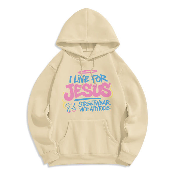 Christianartworkshop Ich lebe für Jesus Graffiti Hellblauer Oversize-Hoodie - Beige - 2XL - image 7