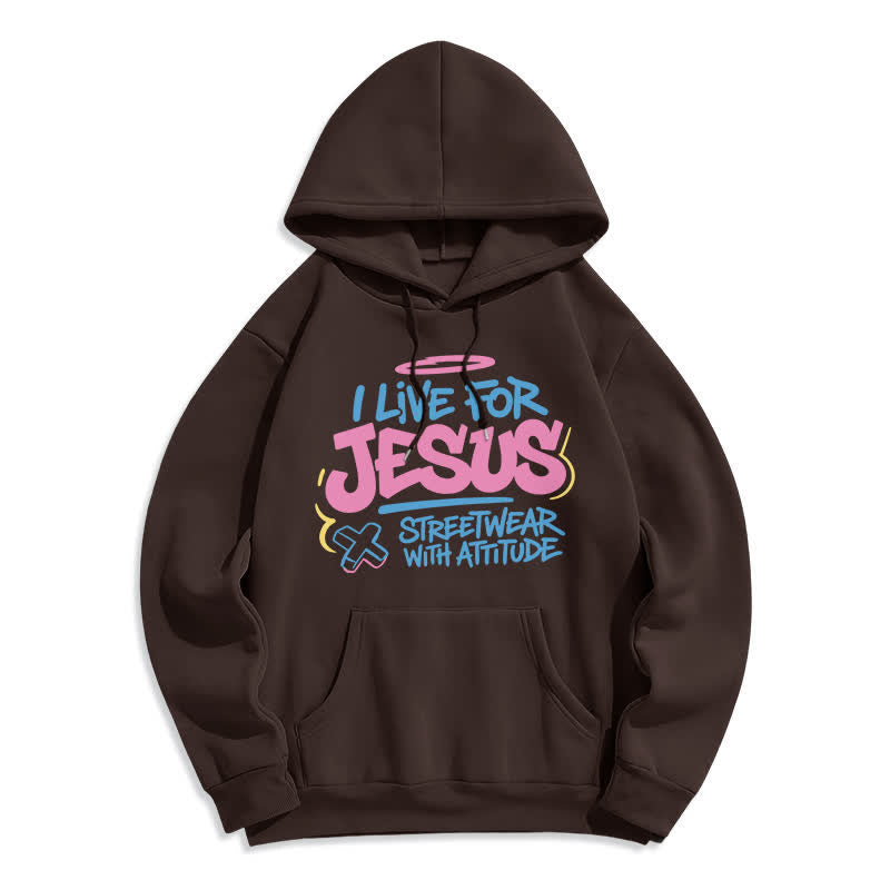 Christianartworkshop Ich lebe für Jesus Graffiti Hellblauer Oversize-Hoodie - Kaffee - 2XL - image 5