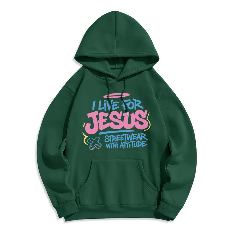 Christianartworkshop Ich lebe für Jesus Graffiti Hellblauer Oversize-Hoodie - Grün - 2XL - image 6
