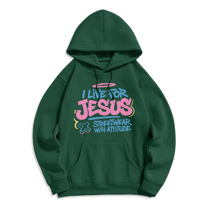 Christianartworkshop Ich lebe für Jesus Graffiti Hellblauer Oversize-Hoodie - Grün - 2XL - image 6