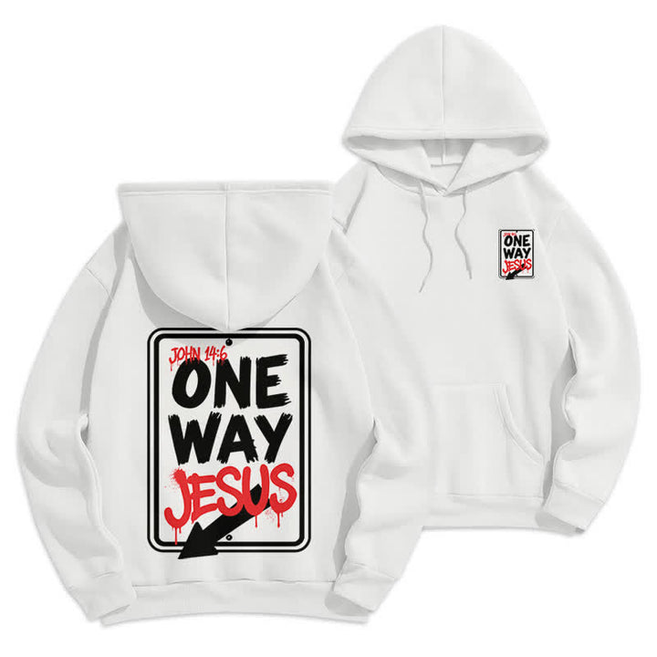 Christianartworkshop One Way Jesus Graffiti Heather Gray Pullover Hoodie - Weiß - 2XL - image 3