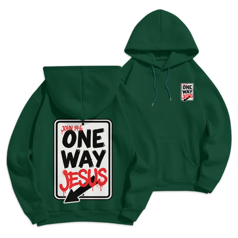 Christianartworkshop One Way Jesus Graffiti Heather Gray Pullover Hoodie - Grün - 2XL - image 9