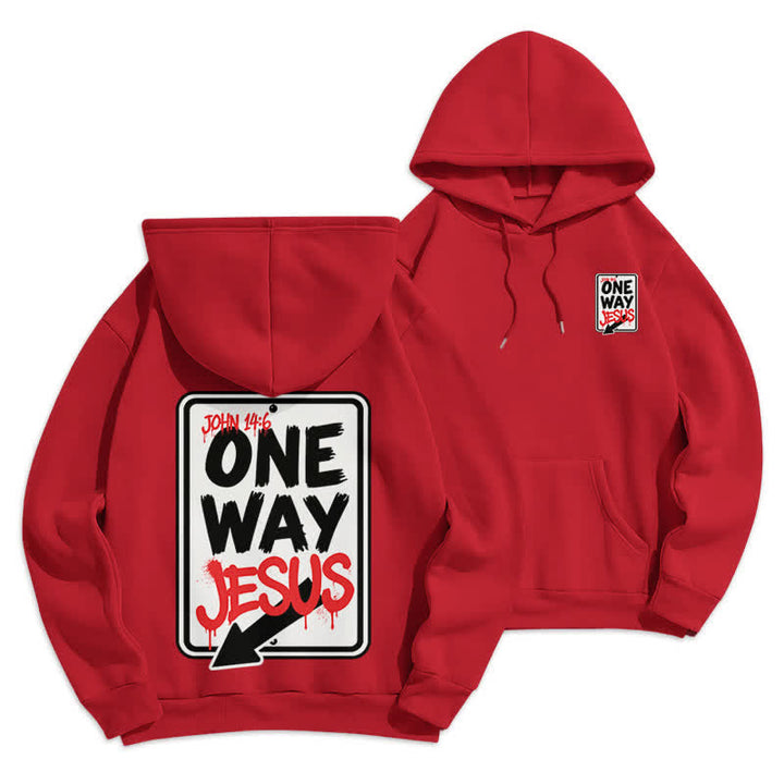 Christianartworkshop One Way Jesus Graffiti Heather Gray Pullover Hoodie - Rot - 2XL - image 21