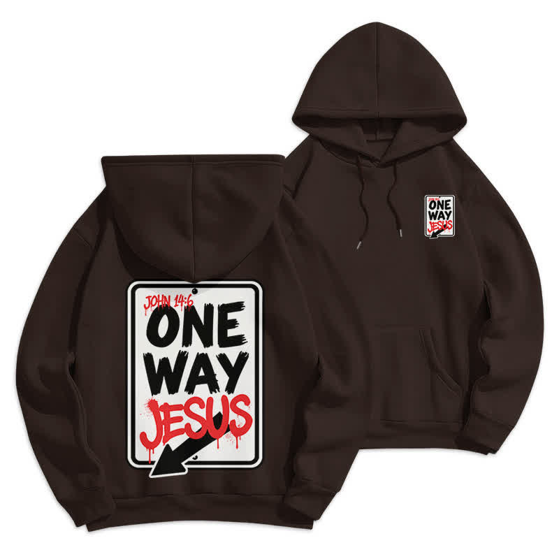 Christianartworkshop One Way Jesus Graffiti Heather Gray Pullover Hoodie - Kaffee - 2XL - image 12