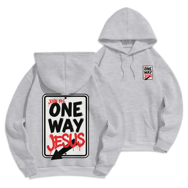 Christianartworkshop One Way Jesus Graffiti Heather Gray Pullover Hoodie - Grau - 2XL - image 0