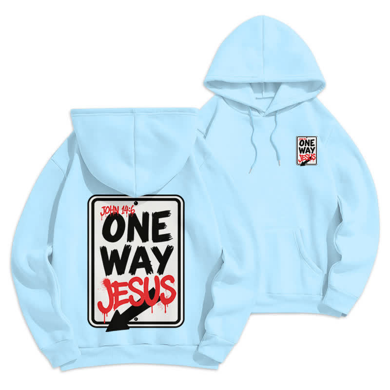 Christianartworkshop One Way Jesus Graffiti Heather Gray Pullover Hoodie - Blau - 2XL - image 18
