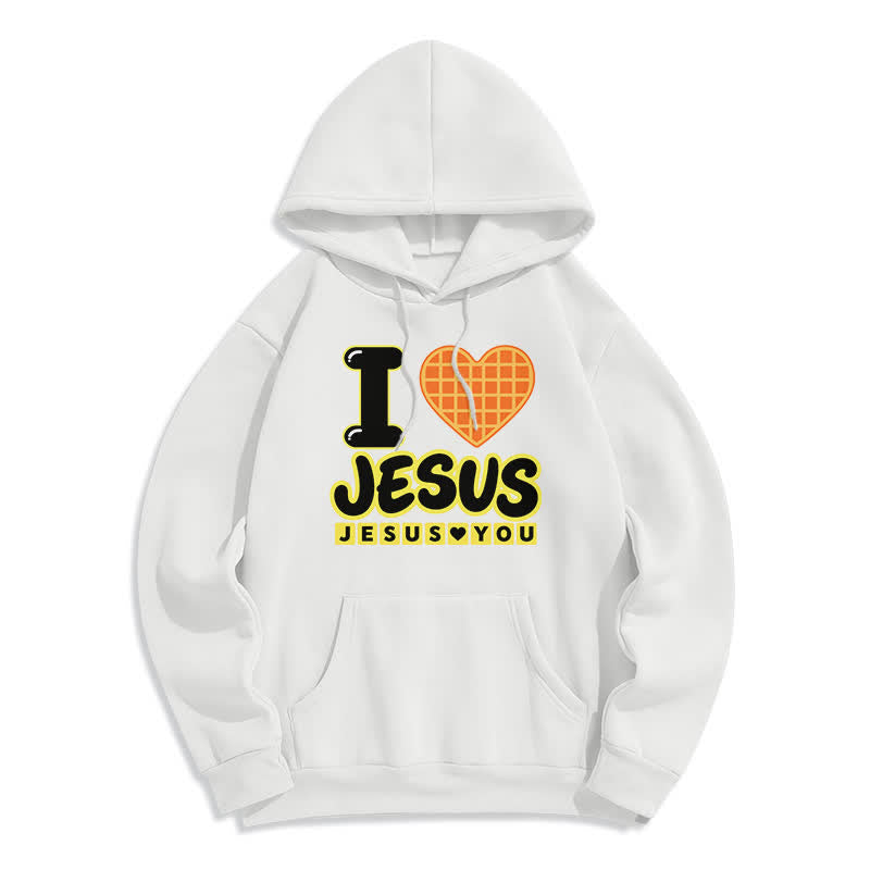 Christianartworkshop Ich liebe Jesus karierter Herz-Fleece-Hoodie - Weiß - 2XL - image 1