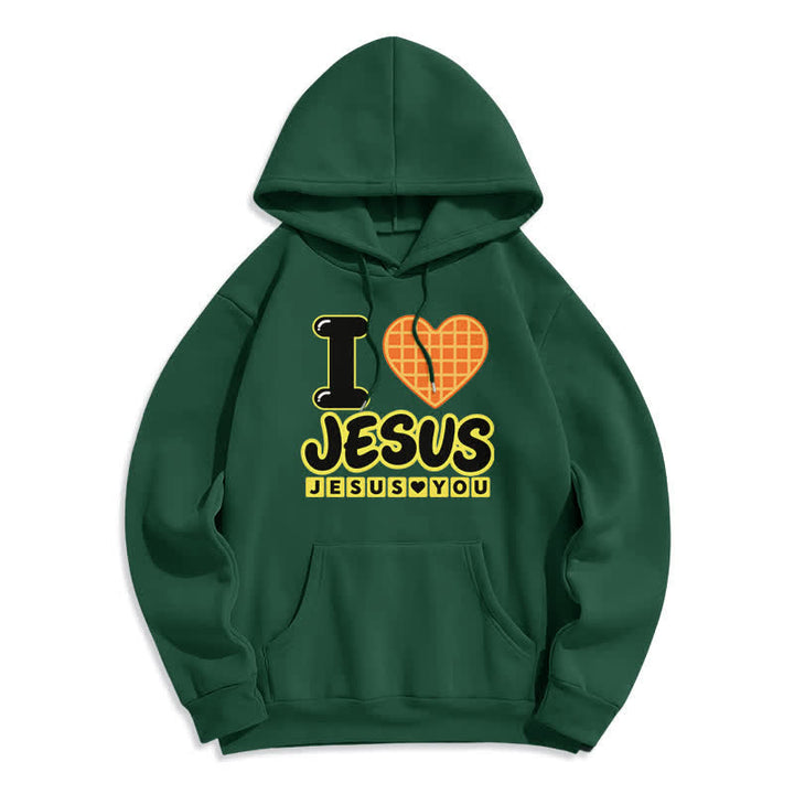 Christianartworkshop Ich liebe Jesus karierter Herz-Fleece-Hoodie - Grün - 2XL - image 4
